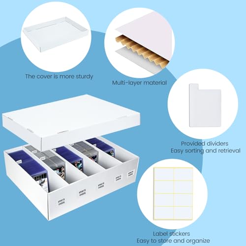 4 Pack Trading Card Storage Box - Holds 800 Top Loaders & 220 One Touch - Cardboard Case with Dividers for Sport Cards (5 Rows) - size: 5 Rows