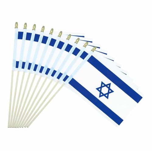 25Pack Small Israel Flag Handheld Mini Israeli Flag on Stick 5x8 Inch - color: Israel