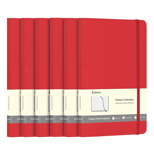 Comix 6 Pack Lined Journal Notebooks for Work, 240 Pages, 5.5"x8.3", Red - color: Red, size: 6 Pack