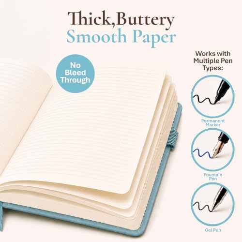 Lined Journal Notebook Hardcover Leather Bound 200 Pages A5 Blue Cute Diary - color: Light Blue, size: A5 200 Pages