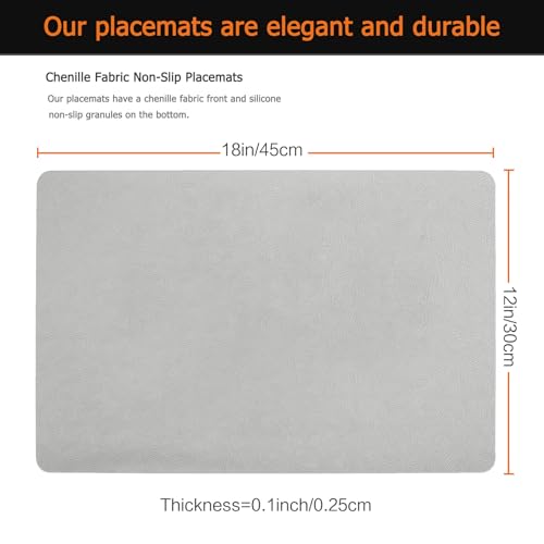 Gray Plastic Placemats Set of 8, Faux Leather Waterproof Table Mats - color: Light Gray