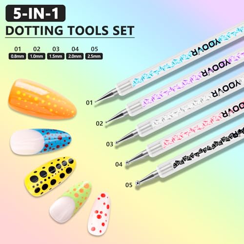 YOOVR 15-IN-1 Nail Art Brushes Set for Home & Salon Use - size: 10 PCS