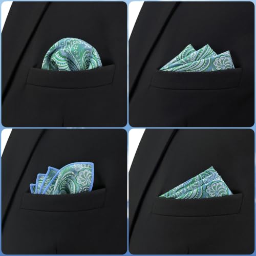 S&W SHLAX&WING Mens Pocket Square Paisley Multicolor Large for Business Wedding - color: Bh61