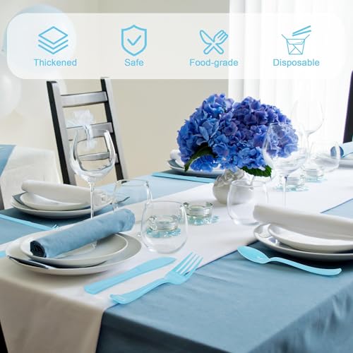 Kochorie 300 Pcs Light Blue Plastic Silverware, Disposable Plastic Utensils - color: Light Blue