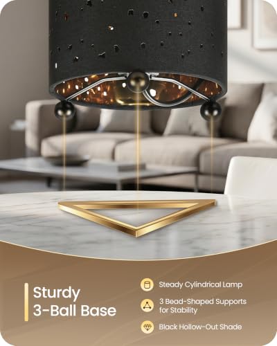 Black Table Lamps Set of 2, 8.1" Small Bedside Lamps Set of 2 - color: Black