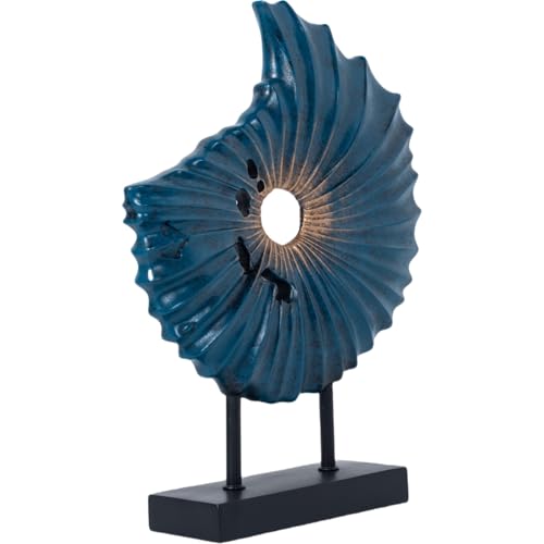 Unique Round Coin Sculpture Decorative Objects for Shelf Home Decor Accents, Modern Abstract Tabletop Decor Items for Living Room Fireplace Mantel, Above Cabinet (Blue L) - color: Blue L