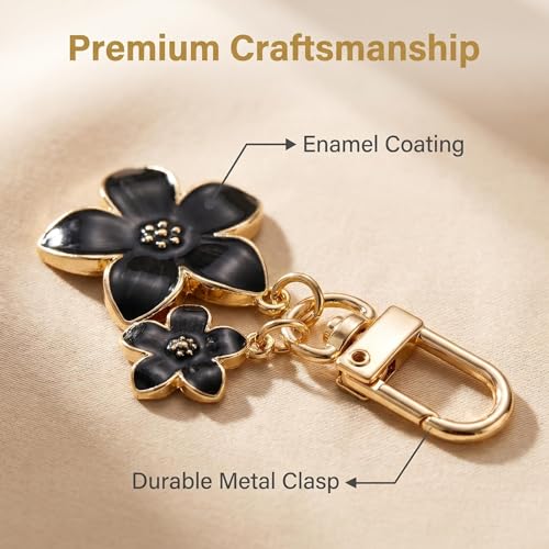 9Pcs Daisy Flower Keychains Gold Alloy Lobster Clasp Bag Charms for Handbags Backpacks Car Keys Women Accessories Set - color: Black, White, Pink