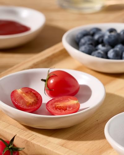 famiware Ceramic Soy Sauce Dish, 2.1oz Dipping Bowl Set of 6, Matte White - color: Matte White, size: 6pcs