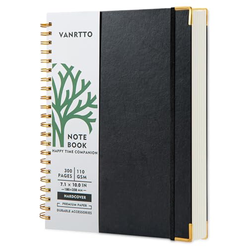 VANRTTO B5 Hardcover Spiral Notebook College Ruled Notebooks for Work Black - color: B5 BLACK, size: 7.1 x 10 IN B5