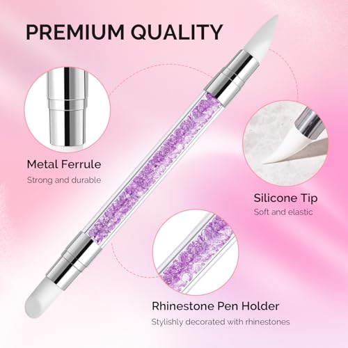 MelodySusie 5 Pcs Nail Art Sculpture Pen Acrylic Dual Tipped Brushes - color: White, Orange, Pink, Purple, Sky Blue, size: 5