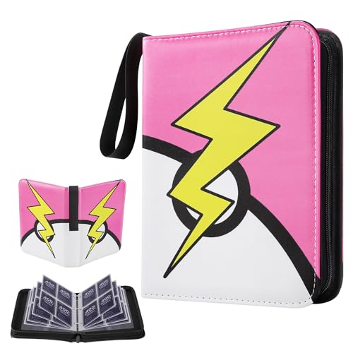 4 Pocket Trading Card Binder, Portable Card Collection for Standard Cards - color: B Pink-Lighting, size: 4-Pocket