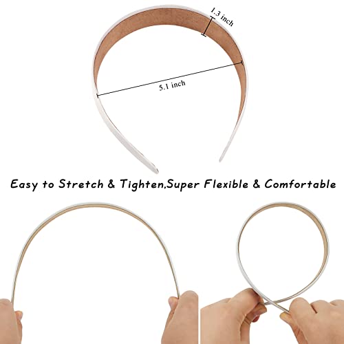 Wecoe 10 Pack White Headband 1 Inch Wide Satin Headbands Women Non Slip Fashion Plain Head Bands Solid Hair Bands DIY Holiday Hair Accessories for Women Girls Diademas Para Mujer - color: White