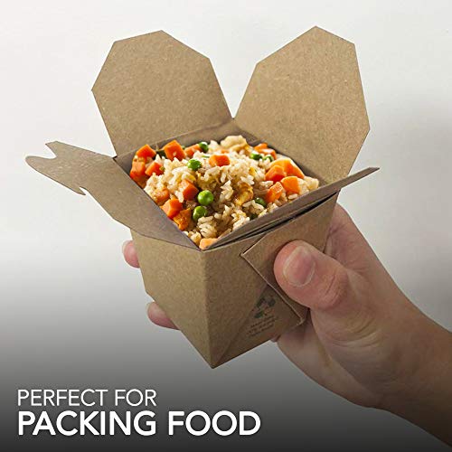 Takeout Food Containers 8 Oz Microwaveable Kraft Brown Paper Mini Chinese Take Out Box (50 Pack) Leak and Grease Resistant Stackable To Go Boxes - Recyclable Food Containers - Party Favor Boxes - size: 8 oz