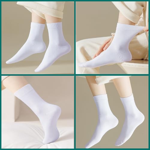 MAGIARTE Womens Mini Crew Cotton Socks,6 Pairs - color: Color#08 White