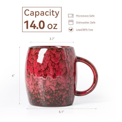 Crimson Ember Ceramic Mug, 14oz Reactive Glaze Coffee Mug, Gift for Him - color: 14OZ - Crimson Ember · POWER