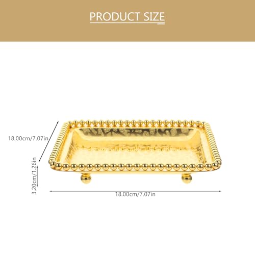 Amosfun Vintage Metal Food Tray 7.08 inch Desktop Serving Dish for Dried Fruit Dessert Snack Candy Appetizer Plate for Family Holidays Weddings Parties