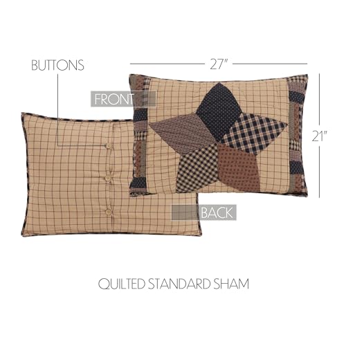 VHC Brands, Bingham Star, Cotton, 21x27, Standard Sham, Black - size: 27" x 21" (Pack of 1)