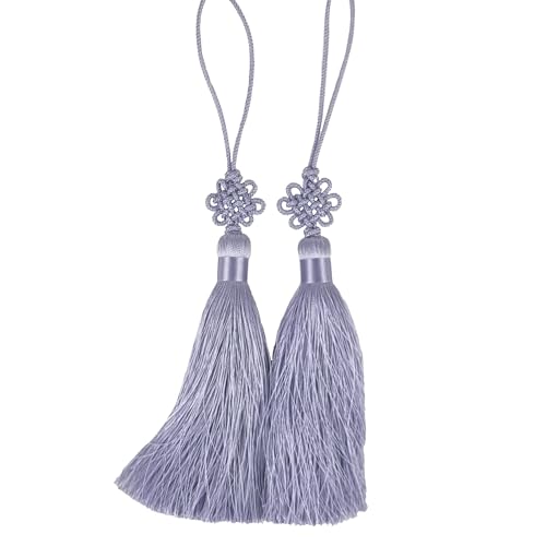 Mini Korean Silk Knot Norigae Set - 2 Pack Arirang Inspired Tassel Bag Charms in 13 Colors - Traditional Hanbok Accessories (Violet) - color: Violet