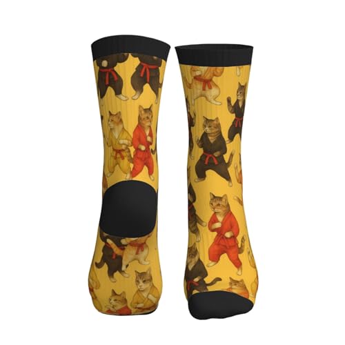 Crew Athletic Socks Funny Crazy Casual Sports Novelty Dress Socks for Women Men Running Hiking - color: Funny Yellow Cat