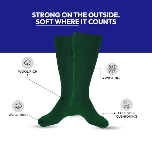 Scottish Bubbles And Square Kilt Hose for Men, Ribbed Socks for USA Shoe Sizes - color: Green, size: X-Large