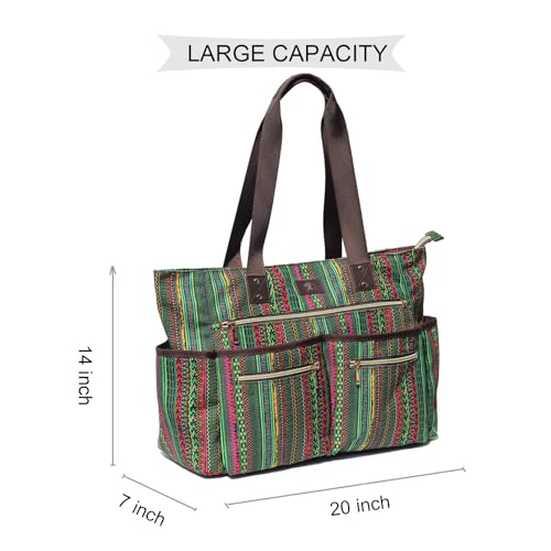 Weekender Bag Carry On Bag Overnight Tote Travel Duffle with 13 Pockets for Travel,Work，Gym,Beach,Teacher,Nurse - color: Green
