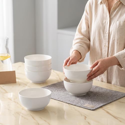 30 oz Ceramic Soup Bowls, 6 inch White Ramen Bowl Set of 6, Cereal Bowls - size: 6 Inches, 30 Ounces