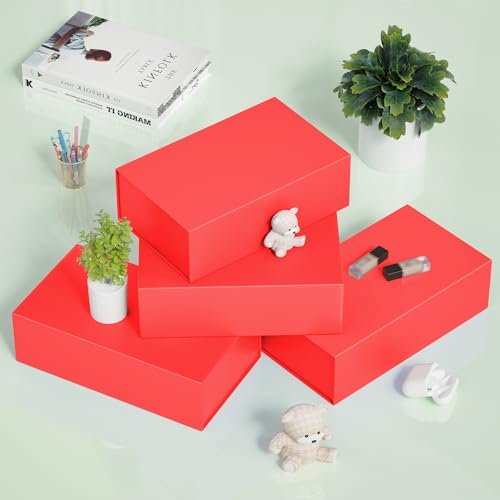 RYDDOY Red Gift Box, 9.5x6x3'' Gift Boxes with Lids for Presents - color: Red, size: 9.5 x 6 x 3 Inch