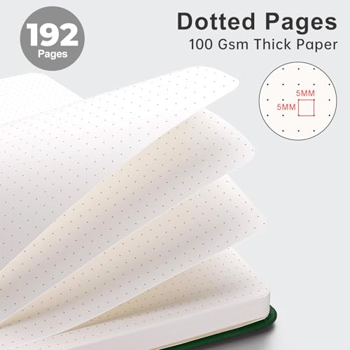 AHGXG Dotted Journal Notebook, 192 Pages, A5 Medium Size (5.7'' x 8.3'') - color: Brown