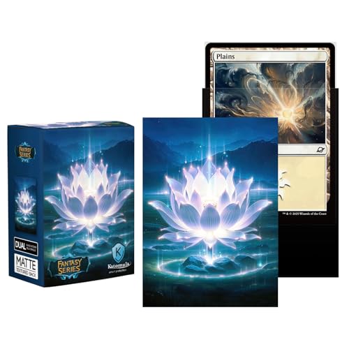 Katomula 100 MTG Card Sleeves with 100 Inner Sleeve, Textured Back Art Sleeves, Fit Standard Size Cards- Plains Lotus - color: Plains Lotus