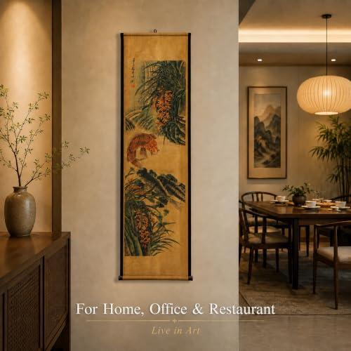 Wall Art Poster Prints Painting Scroll Decor Orchid Spring Japan Koi Fish - color: D