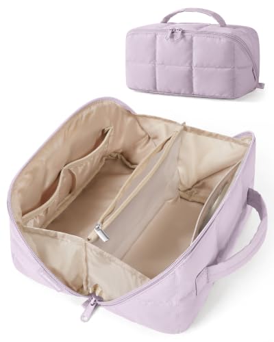 BAGSMART Spacious Travel Makeup Bag, Water-Resistant Toiletry Organizer - color: Purple