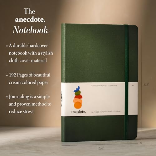 ANECDOTE. Lined Journal Notebook,192 Pages, A5 size: 8.3" x 5.4"| Hardcover - color: Evergreen, size: 8.3" x 5.4"