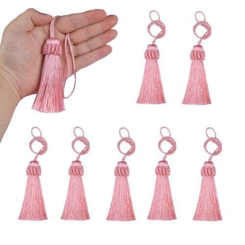 8PCS Tassel Key Colorful Tassel for Cord Loop,Handmade Tassels - color: Pink