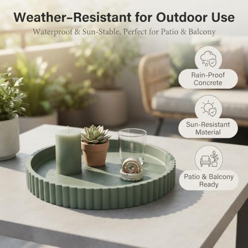 11" Round Concrete Decorative Centerpiece Tray for Coffee Table Sage Green - color: Sage Green Color