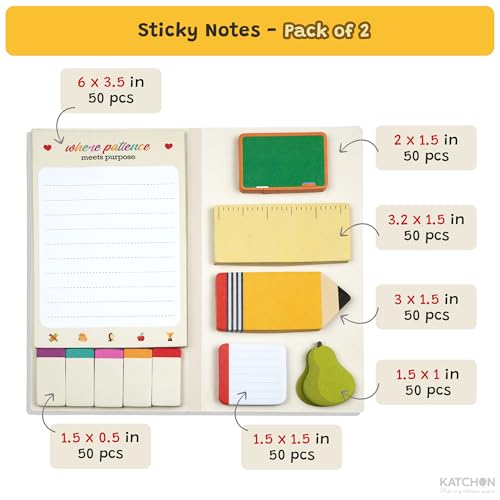 KatchOn Teacher Sticky Notes Set -Pack of 2, Teachers Appreciation Gifts - color: Multicolor