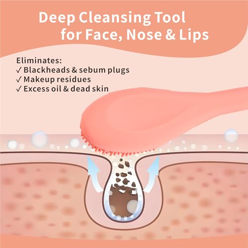 Silicone Face Scrubber, 2 in 1 Face Mask Brush, Pore Brush, Blackhead Remover, Facial Cleansing Brushes, Face Mask Applicator for Mud, Clay(Green+Orange) - color: Green+orange