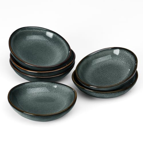 famiware Ceramic Soy Sauce Dish, 2.1oz Dipping Bowl Set of 6, Deep Forest - color: Deep Forest, size: 6pcs