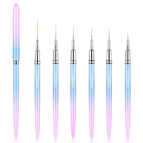 Liner Brush for Nails, 6 Pcs Thin Nail Art Brushes - color: Blue2