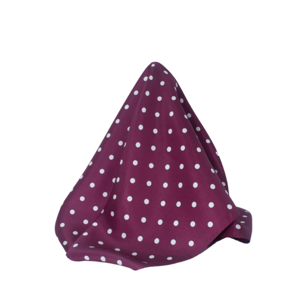 Royal Silk Polka Dot Pocket Square - 17" Handkerchief - 12mm Silk Twill - 100% Silk - color: Sangria