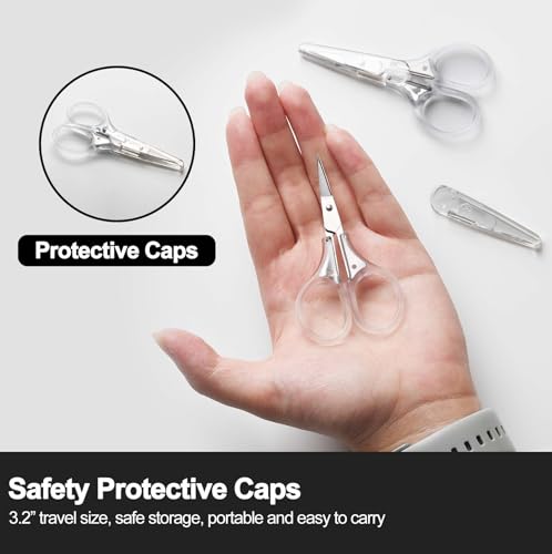 SCAIKTIG Small Craft Scissors, 3" Tiny Travel Scissors Tsa Compliant with Cover, Sharp Scissors all Purpose, Straight Fine Tips Mini Sewing Scissors Set, Precision Detail Paper Cutting, Transparent - color: Transparent Handle