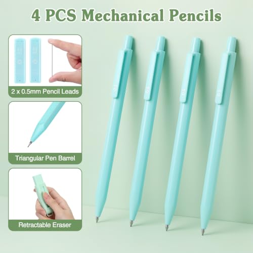 MoKo Pencil Case with Supplies, 49Pcs Aesthetic School Set, Green - color: Green-49P