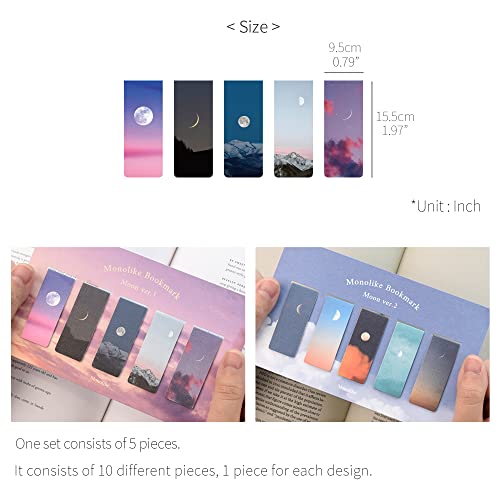 Monolike Magnetic Bookmarks Moon ver.1 + ver.2, 10 Pieces - color: Moon Ver.1 + Ver.2