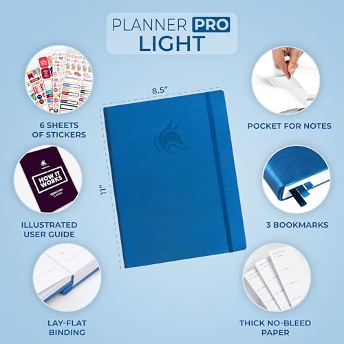 Clever Fox Planner PRO Light, Undated Weekly Planner, 8.5x11, Mystic Blue - color: Mystic Blue (Undated), size: A4 (8.5" x 11") Light Version