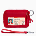 Small Wristlet Wallets for Women with Clear ID Window, Keychain Coin Purse - color: Red