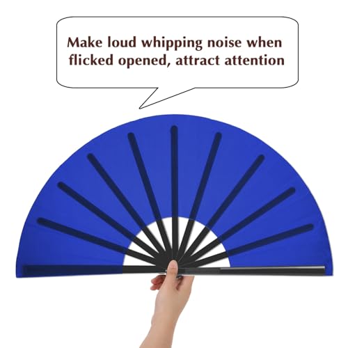 Maitys 2 Pack Foldable Fans for Rave Dancing,Dark Blue,Simple Pattern - color: Dark Blue, style: Simple Pattern