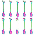 AnSaw Elegant Rainbow Leaf Coffee Spoons - 10-Piece, 4.7" Mini Spoon - color: Rainbow