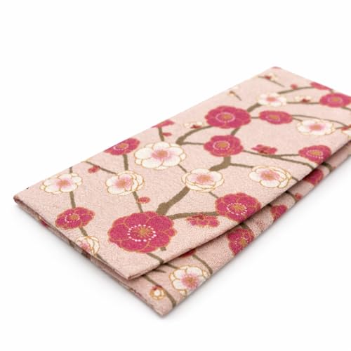 Cute Women's Cash Wallet [ Made in Japan ] Traditional Edo Komon Design (Cash Envelop Wallet) (Weeping plum (pink)) - style: Weeping Plum (Pink)