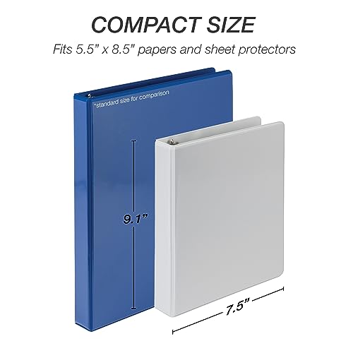 Samsill Economy 1 Inch Mini 3 Ring Binder, Round Ring Binder, Holds 5.5 x 8.5 Inch Documents, Customizable Cover, 1" View, 6-Pack, White - color: White, size: 1" View, style: 6-Pack