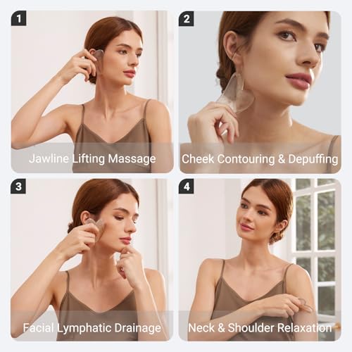Gua Sha Tool for Face &Body,Gua Sha Sculpting Tool,Jawline Shaper Lymphatic Drainage Brush,Scalp Massage Tool&Head Scratcher,Face massagerProp 65 Tested - color: Grey