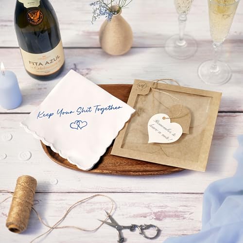 Wedding Handkerchief, Something Blue for Bride, Mother of Bride Gift - color: Keep Your Shit Together, style: Brown Envelope